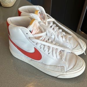 White and orange Nike Blazers worn a few times